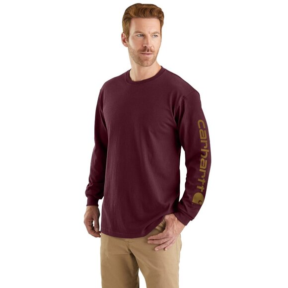 CARHARTT Men's Loose Fit Heavyweight Long-Sleeve Logo Sleeve Graphic Tee - Large - Picture 1 of 6